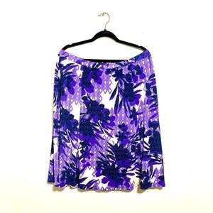 JACLYN SMITH FLORAL PURPLE MIDI SKIRT SUMMER SPRING OFFICE SIZE XXL
